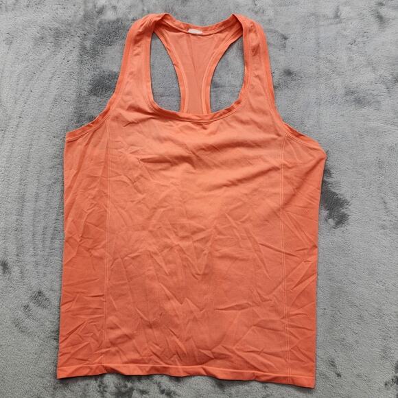 Fabletics Top Womens M Coral Orange Feather Tech Racerback Tank Lightweight Yoga - Picture 1 of 7